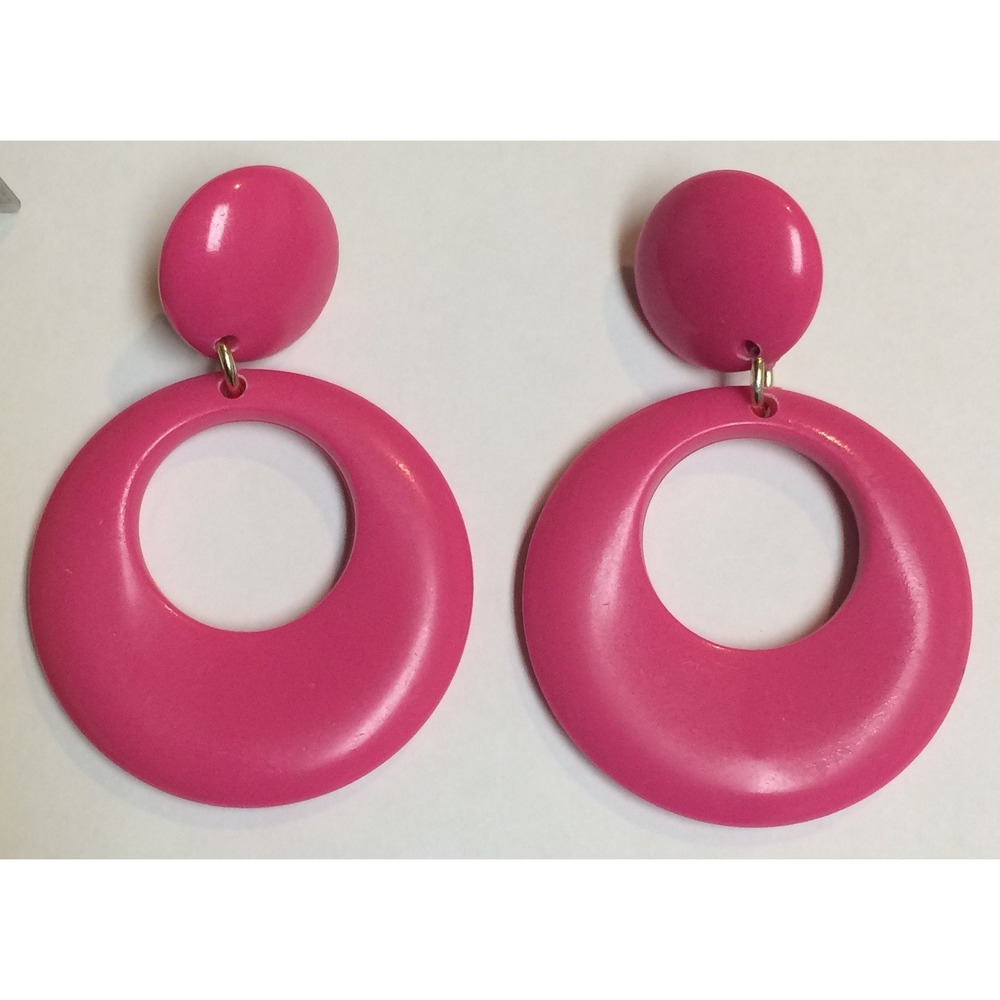 VTG Traditional Flamenco Small Hoop Earrings NOS - Pink